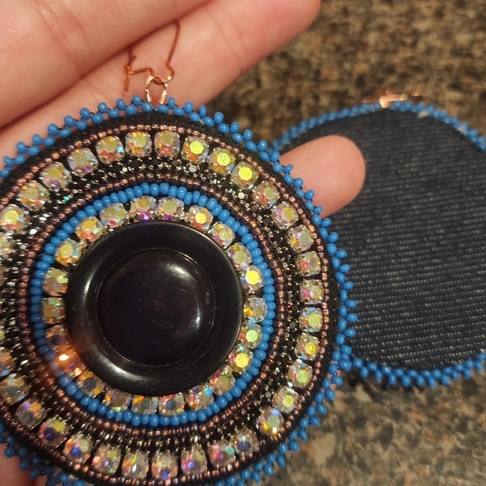 Artisan Handmad Large Beaded Earrings